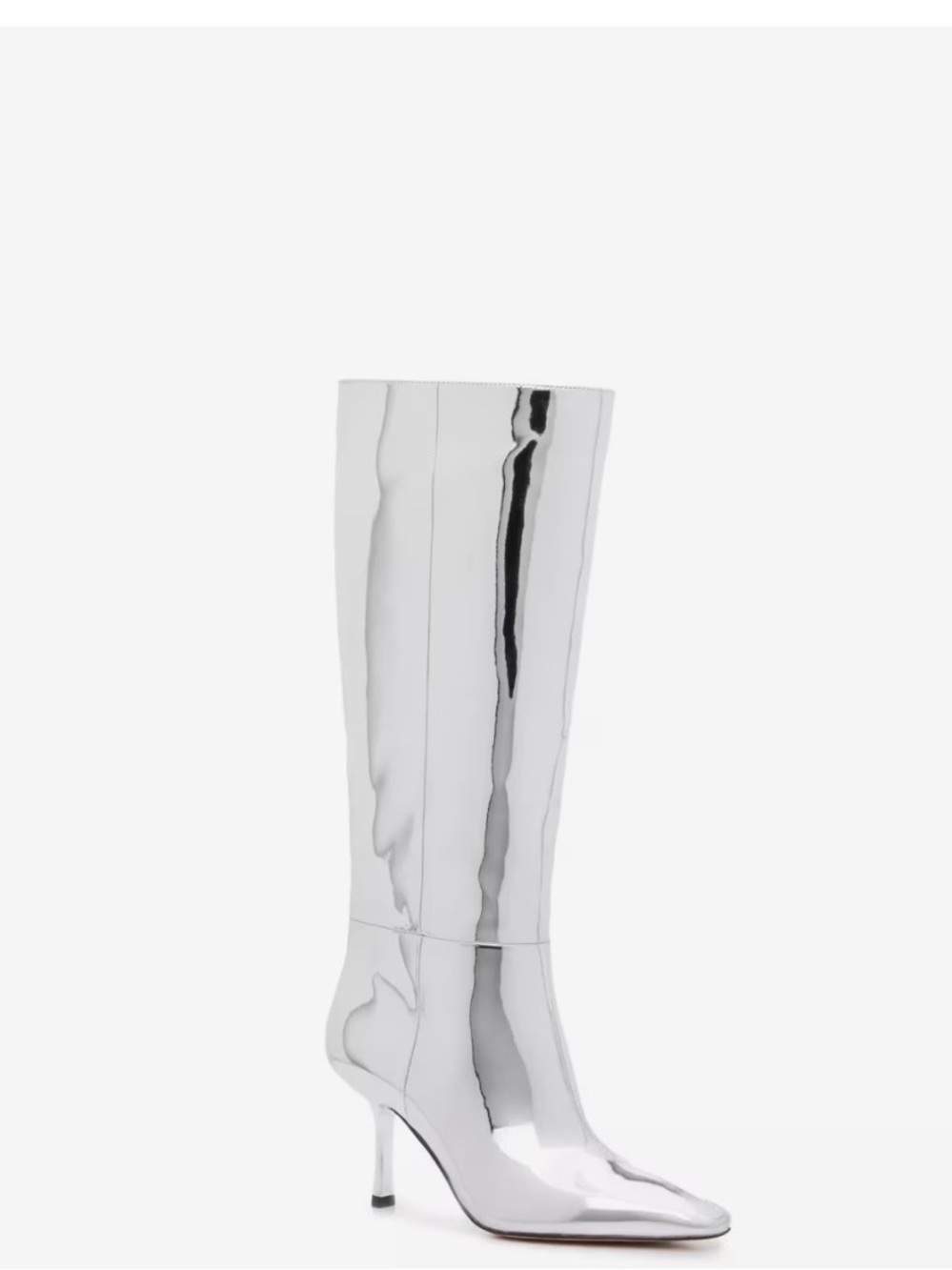 Mixx Shuz Silver Patent Over-the-Knee Stiletto Boot